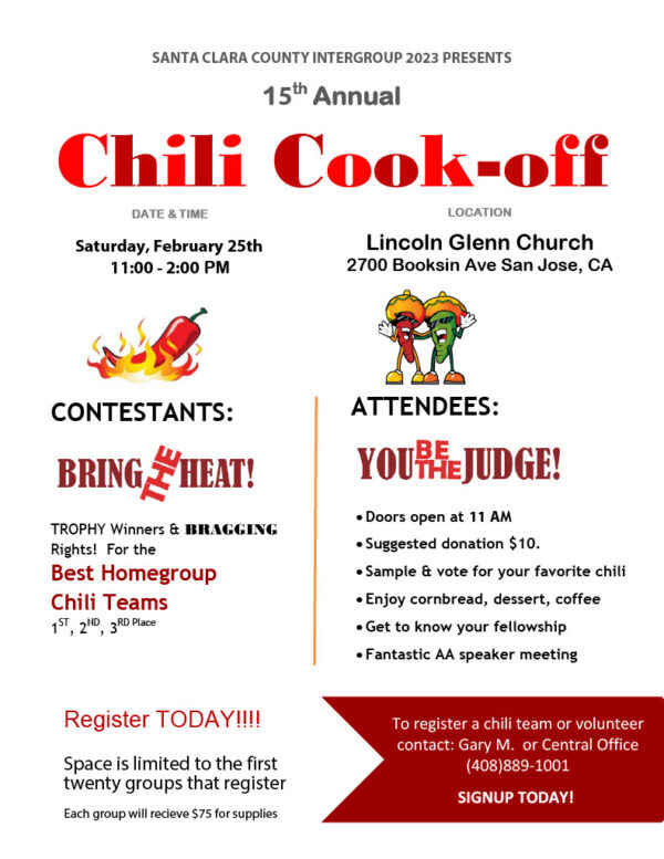 Chili Cook Off 2023 Santa Clara County Fellowship of Alcoholics Anonymous